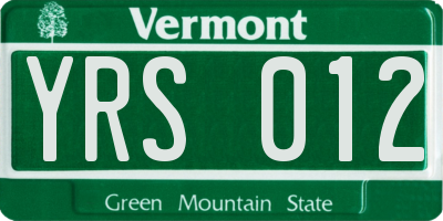 VT license plate YRS012