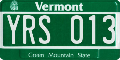 VT license plate YRS013