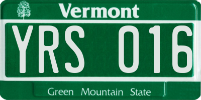 VT license plate YRS016