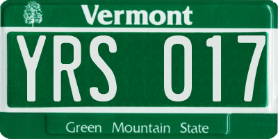 VT license plate YRS017