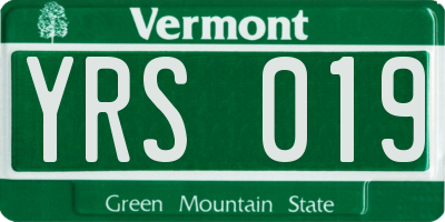 VT license plate YRS019