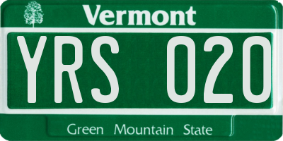 VT license plate YRS020