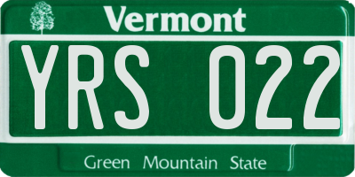 VT license plate YRS022