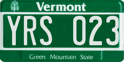 VT license plate YRS023