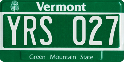 VT license plate YRS027