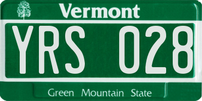 VT license plate YRS028