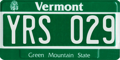 VT license plate YRS029