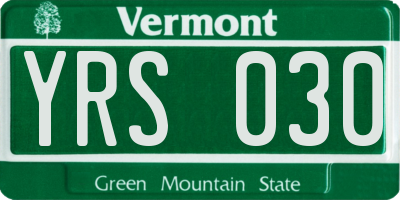 VT license plate YRS030