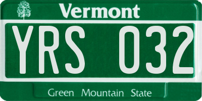 VT license plate YRS032