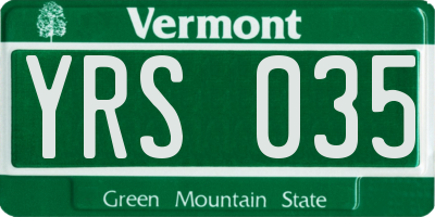 VT license plate YRS035