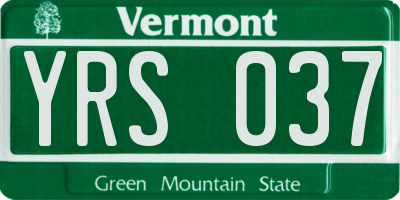 VT license plate YRS037