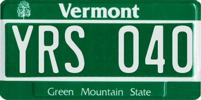 VT license plate YRS040