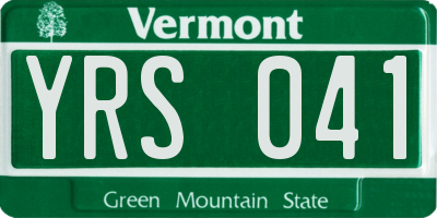VT license plate YRS041