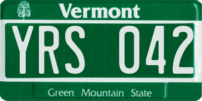 VT license plate YRS042