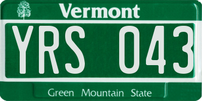 VT license plate YRS043