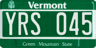 VT license plate YRS045