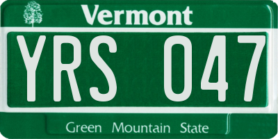 VT license plate YRS047