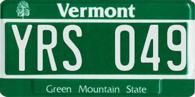 VT license plate YRS049