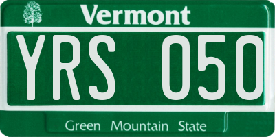 VT license plate YRS050