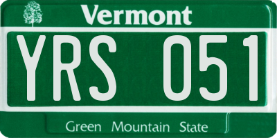 VT license plate YRS051