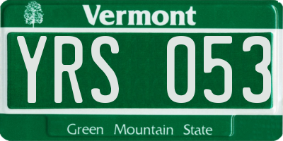 VT license plate YRS053