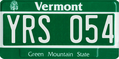 VT license plate YRS054