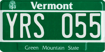 VT license plate YRS055