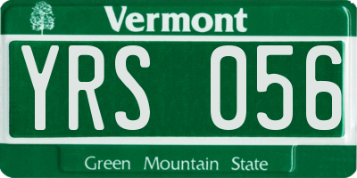 VT license plate YRS056