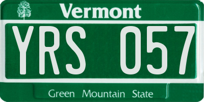 VT license plate YRS057