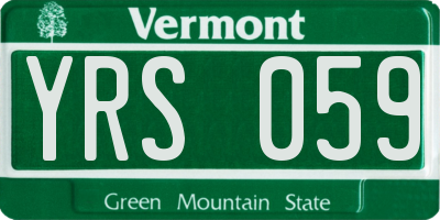 VT license plate YRS059