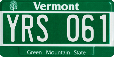 VT license plate YRS061