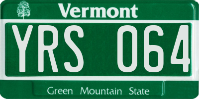 VT license plate YRS064