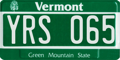 VT license plate YRS065