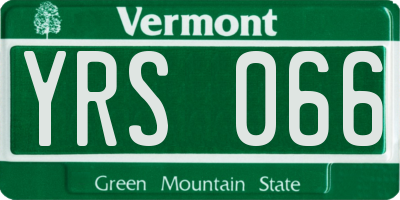 VT license plate YRS066