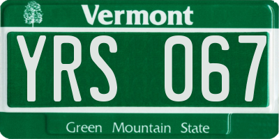 VT license plate YRS067