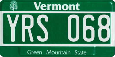 VT license plate YRS068