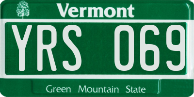 VT license plate YRS069