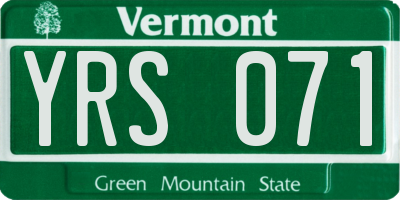 VT license plate YRS071