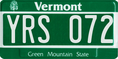 VT license plate YRS072