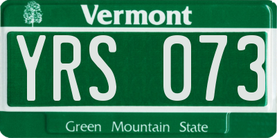 VT license plate YRS073