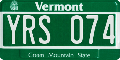 VT license plate YRS074