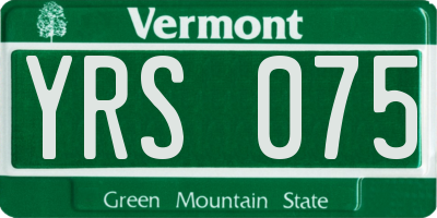 VT license plate YRS075