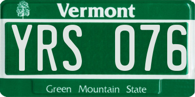 VT license plate YRS076