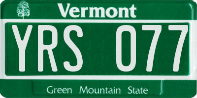 VT license plate YRS077