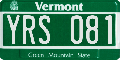 VT license plate YRS081