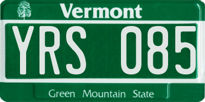 VT license plate YRS085