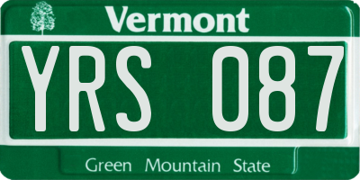 VT license plate YRS087