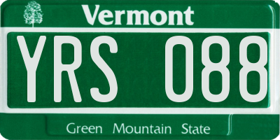 VT license plate YRS088