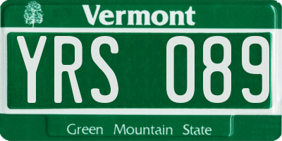 VT license plate YRS089
