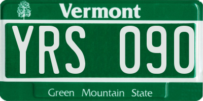 VT license plate YRS090